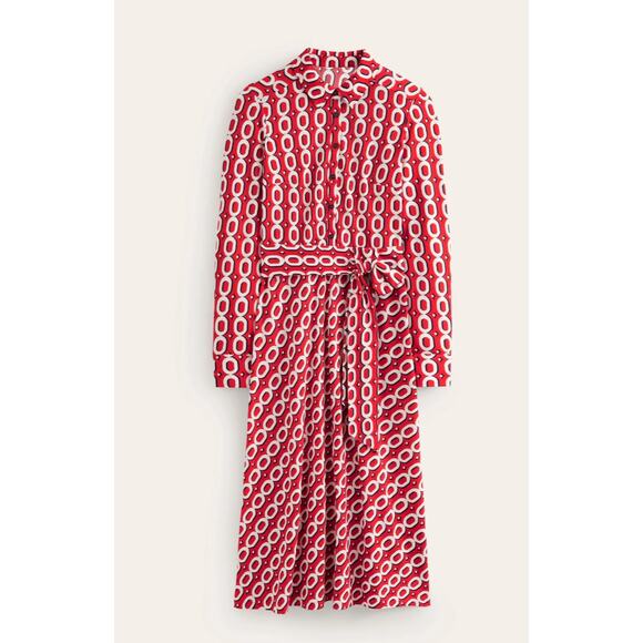 Boden Dresses & Skirts - BODEN Laura Jersey Midi Shirt in Red Chain Pattern // 8